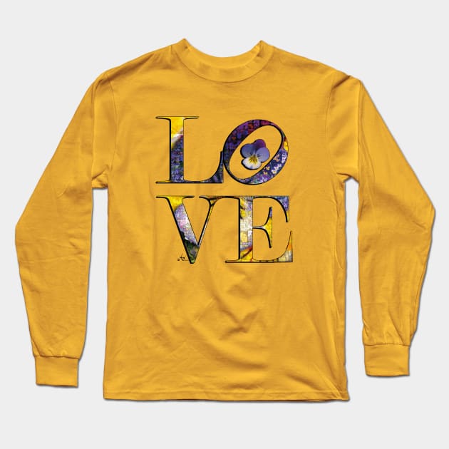 LOVE Letters February Birth Month Flower Violet Long Sleeve T-Shirt by Symbolsandsigns